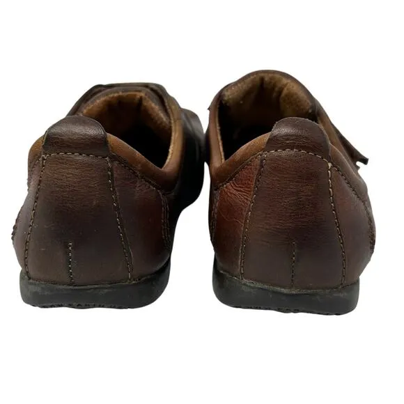 VTG Kalso Earth Comfort Shoes Womens 7B Brown Leather Strappy Loafer Flats USA