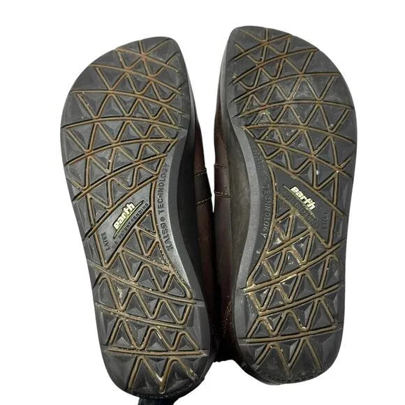 VTG Kalso Earth Comfort Shoes Womens 7B Brown Leather Strappy Loafer Flats USA