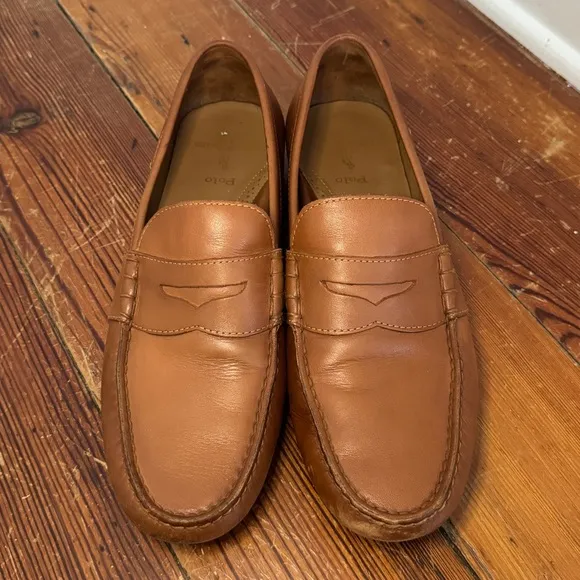 Vtg Men's Polo Ralph Lauren Reynold Tan Leather Penny Loafers size 11 D