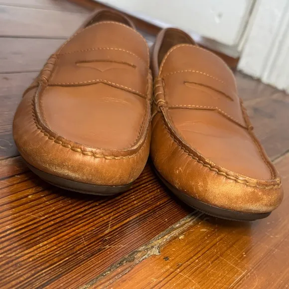 Vtg Men's Polo Ralph Lauren Reynold Tan Leather Penny Loafers size 11 D