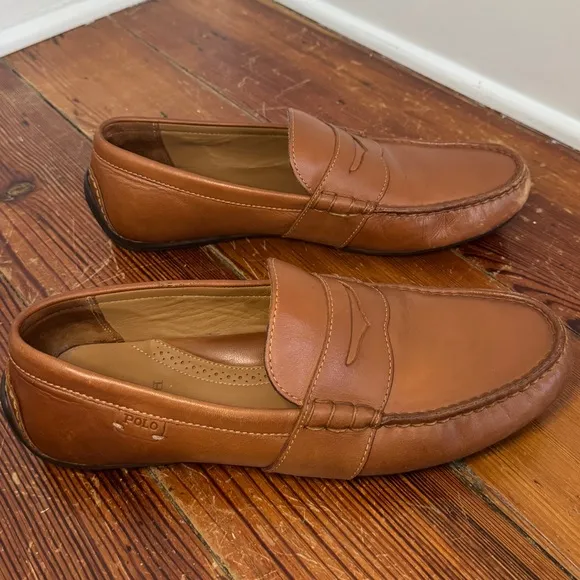 Vtg Men's Polo Ralph Lauren Reynold Tan Leather Penny Loafers size 11 D