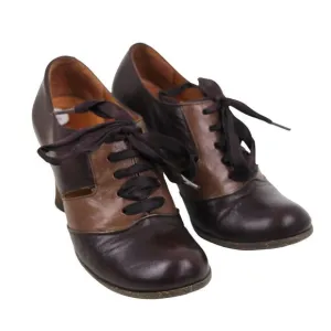 VTG NAYA JASPER TAN BROWN GENUINE LEATHER MID HEEL ROUND TOE LACES SHOES 6M