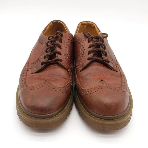 VTG Skechers Mens 10 Leather Oxford Wingtip Lace Up Dress Shoes Chunky Y2K Brown