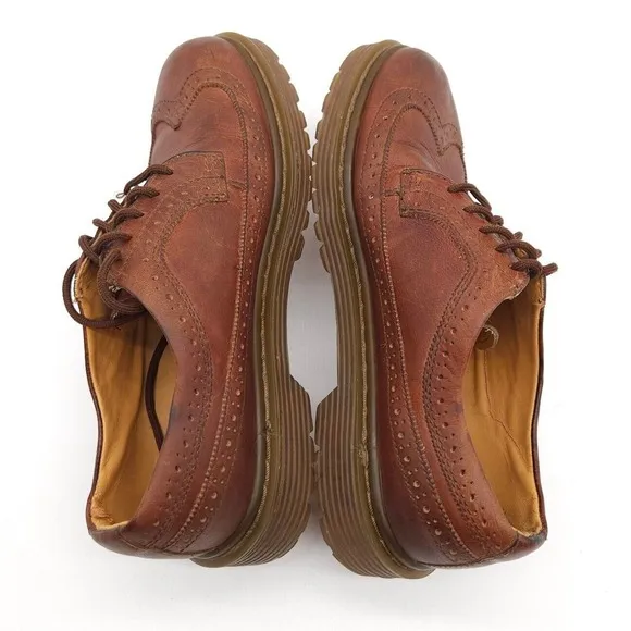 VTG Skechers Mens 10 Leather Oxford Wingtip Lace Up Dress Shoes Chunky Y2K Brown