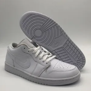 W Nike Air Jordan 1 Low Triple White Women's DV0990-111 USED Tried On Sz 8.5
