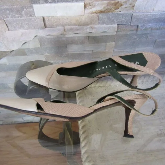 Walter Steiger Beige Slingback Shoes in Size 8 1/2B, Made in Italy
