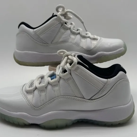 White and Blue Jordan 11 Low Sneakers