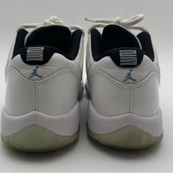 White and Blue Jordan 11 Low Sneakers