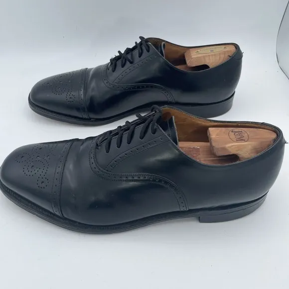 William Chatsworth Black Wing Tip Vintage Dress Shoes Made England 11D