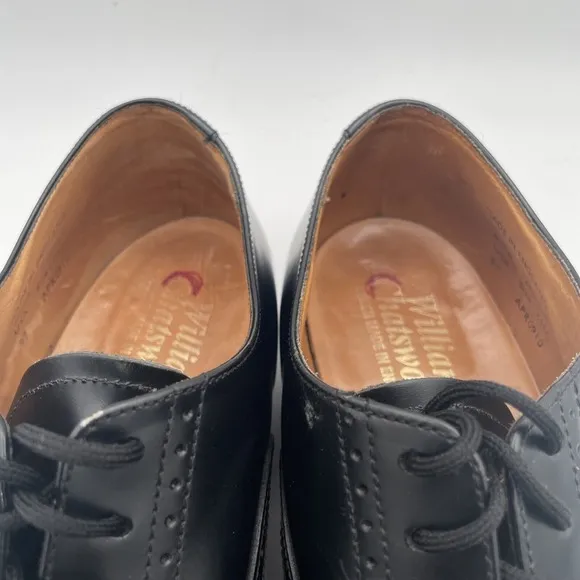 William Chatsworth Black Wing Tip Vintage Dress Shoes Made England 11D
