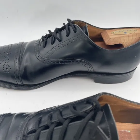 William Chatsworth Black Wing Tip Vintage Dress Shoes Made England 11D