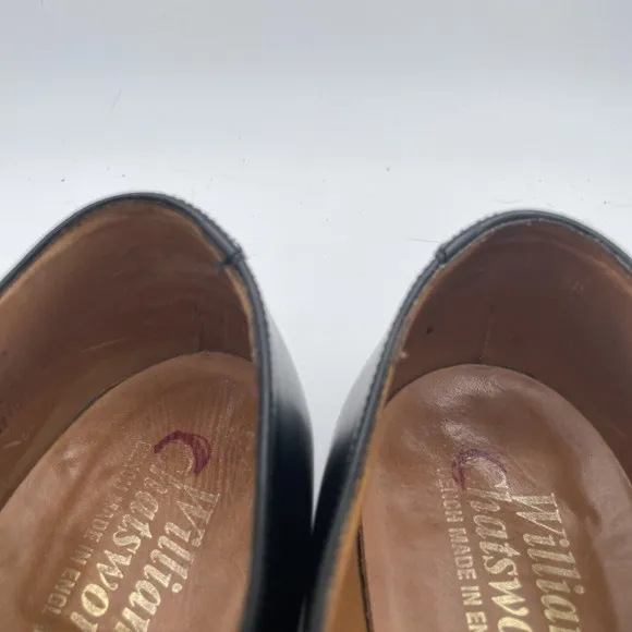 William Chatsworth Black Wing Tip Vintage Dress Shoes Made England 11D