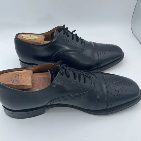William Chatsworth Black Wing Tip Vintage Dress Shoes Made England 11D