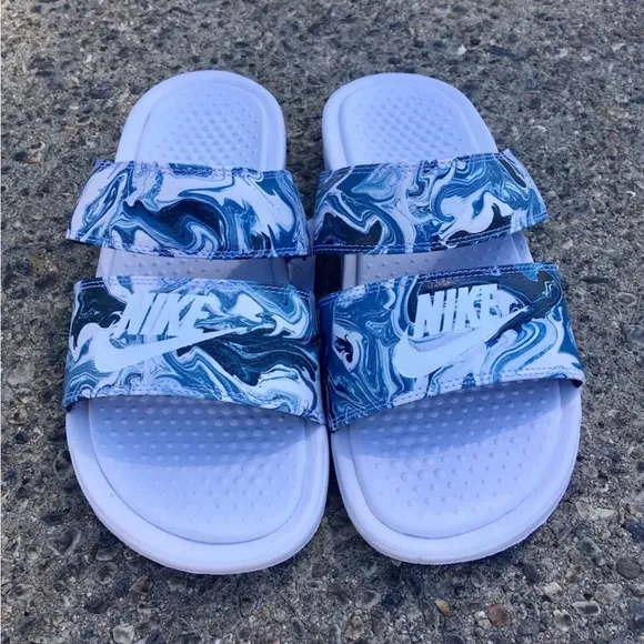 WMNS NIKE BENASSI DUO ULTRASLIDES White MARBLES
