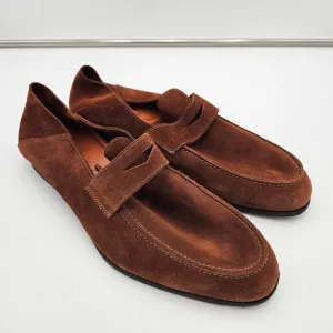 Wolf &amp; Shepherd Monaco‎ Penny Loafers Mens 39 (US 6) Brown Suede Slip On Leisure