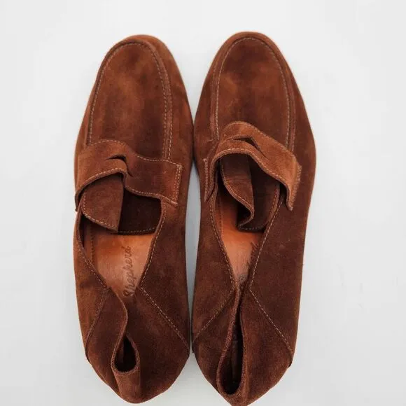 Wolf &amp; Shepherd Monaco‎ Penny Loafers Mens 39 (US 6) Brown Suede Slip On Leisure