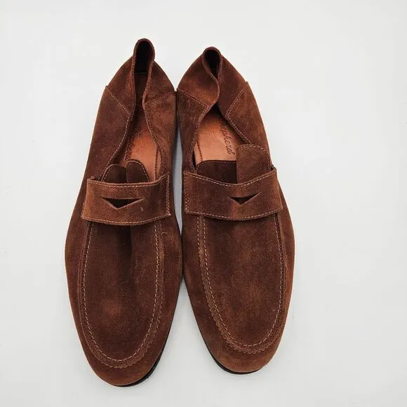 Wolf &amp; Shepherd Monaco‎ Penny Loafers Mens 39 (US 6) Brown Suede Slip On Leisure