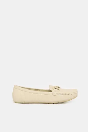 Women White Embellished Moccasins
