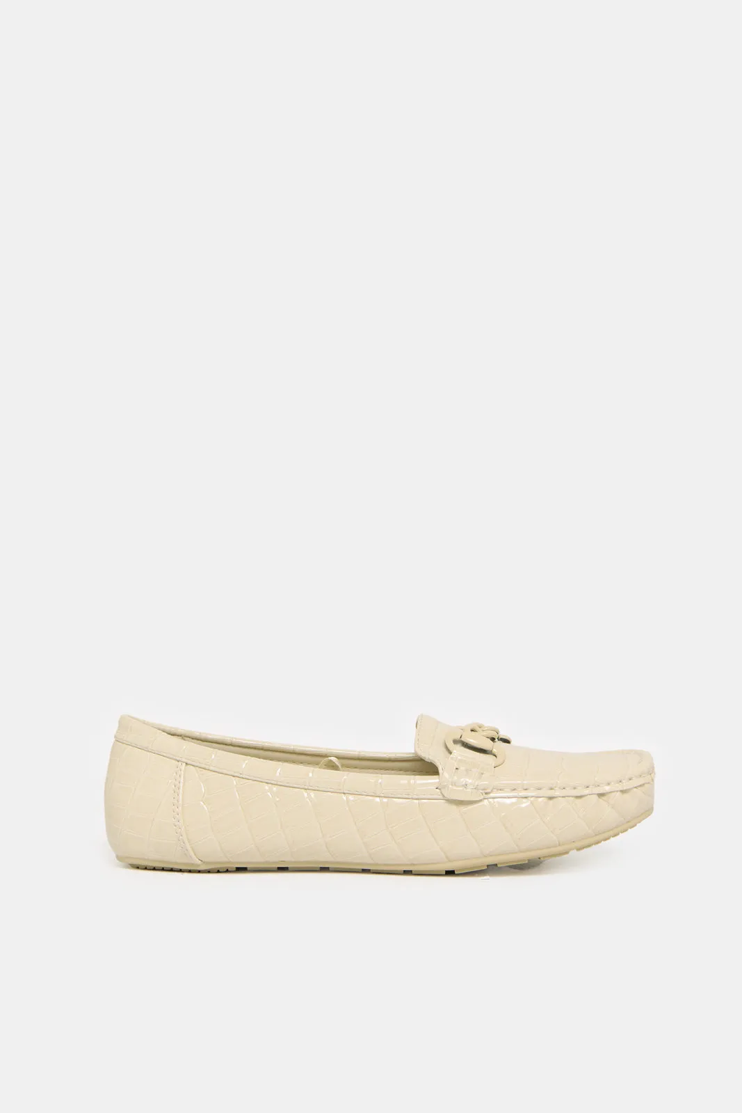 Women White Embellished Moccasins