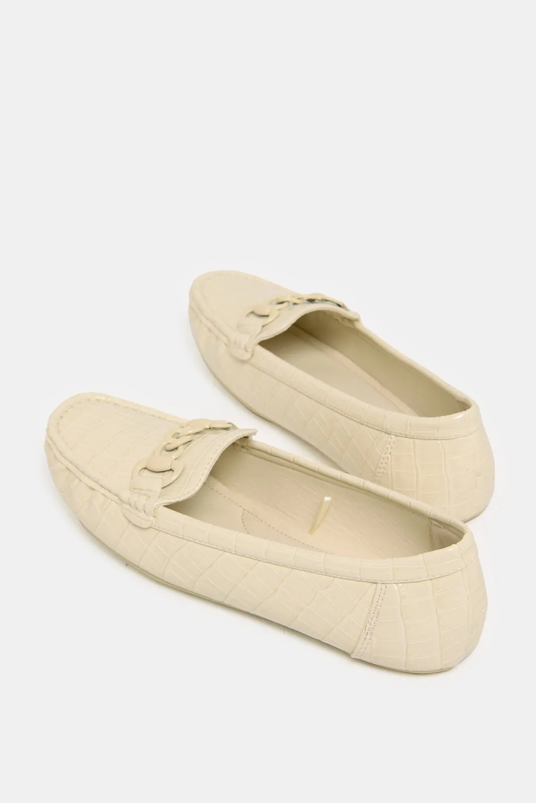 Women White Embellished Moccasins