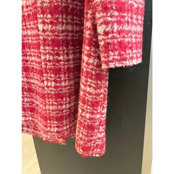 Women's 2010 Marni Winter Edition Vintage Red Cream Tweed Wool Plaid Coat Jacket