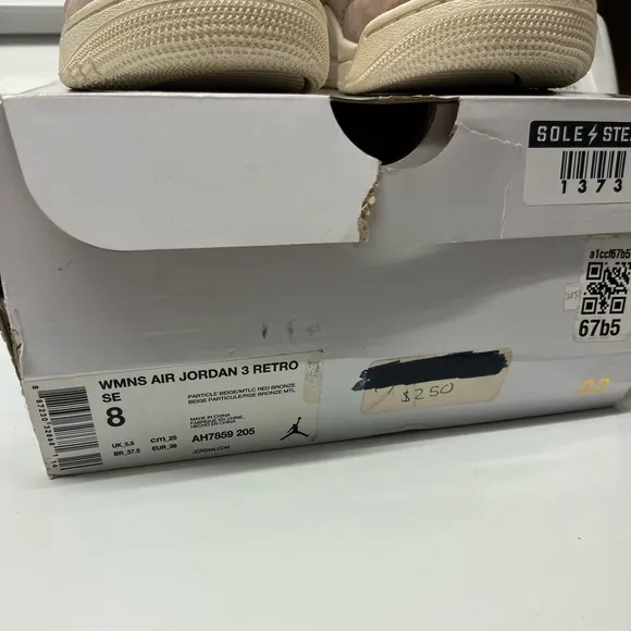 Women’s Air Jordan 3 SE Particle Beige Streetwear Sneaker Shoe Tried On W Box 8