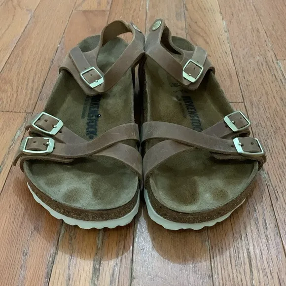 Women’s Birkenstock Kumba Brown Leather Sandals Size 37 EUC