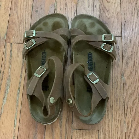 Women’s Birkenstock Kumba Brown Leather Sandals Size 37 EUC