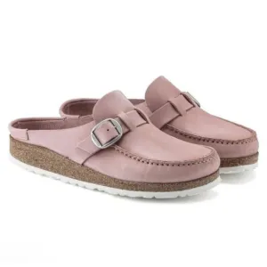 Women's Birkenstock Pink Buckley Nubuck Leather Slip On Shoes Sz 37 6 7 Clogs