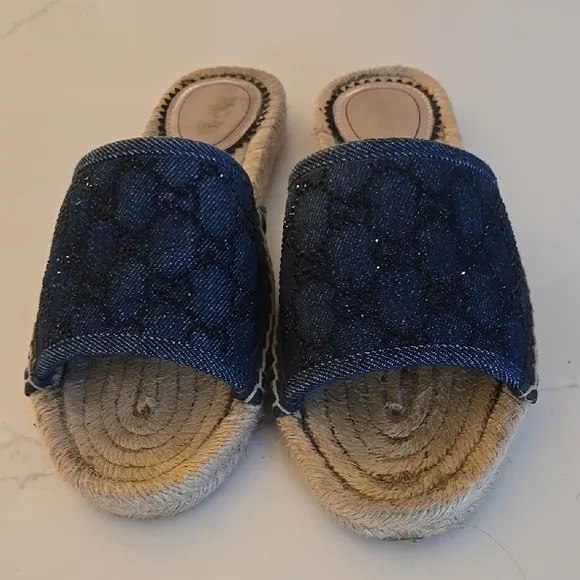 Women's Blue Espadrille Slides