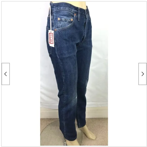 Womens Levi's Vintage Clothing Big E 1967 505 Selvedge Blue Jeans