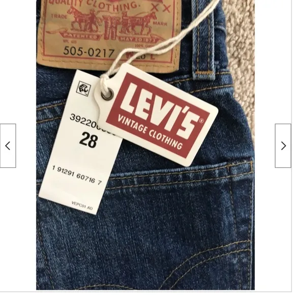 Womens Levi's Vintage Clothing Big E 1967 505 Selvedge Blue Jeans