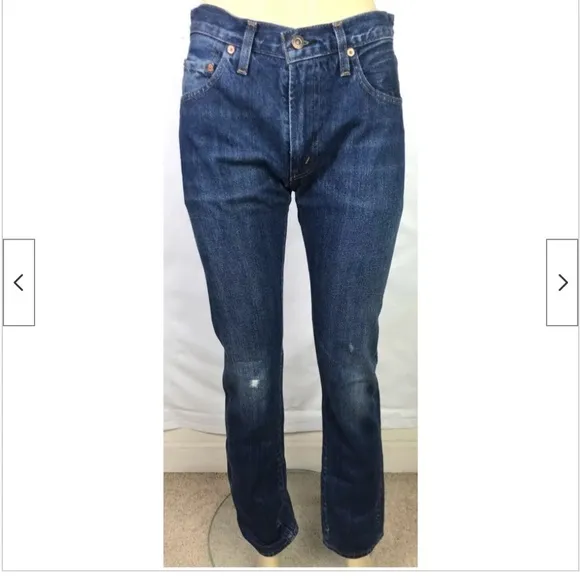 Womens Levi's Vintage Clothing Big E 1967 505 Selvedge Blue Jeans
