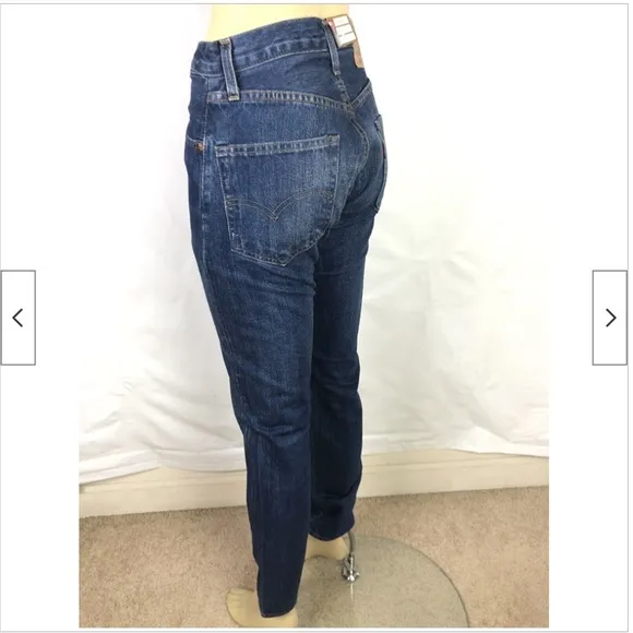 Womens Levi's Vintage Clothing Big E 1967 505 Selvedge Blue Jeans