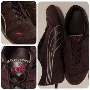 Womens Puma suede/leather brown white and pink vintage sneakers- size 8.5
