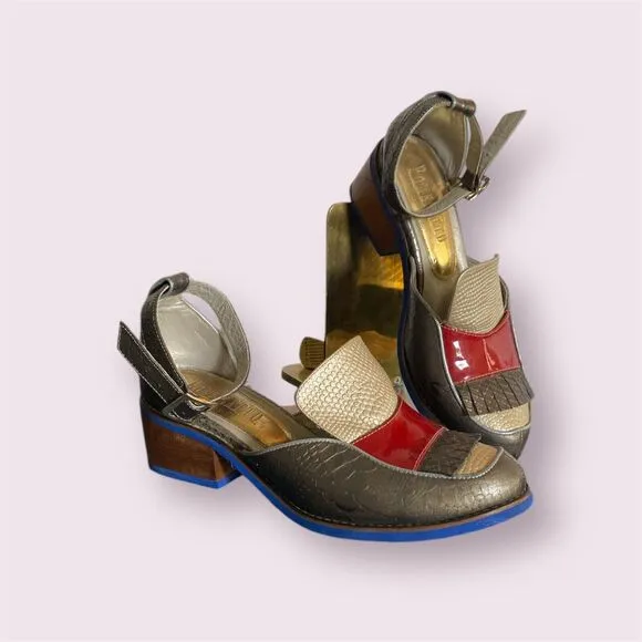Women's shoes Heels Classic Pointed Toe Buckle Ankle Strap Chunky Sandal EU37