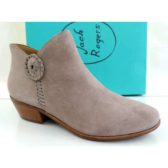 Women's Shoes Jack Rogers PEYTON Side Zip Ankle Boots Booties Light Grey Size 10
