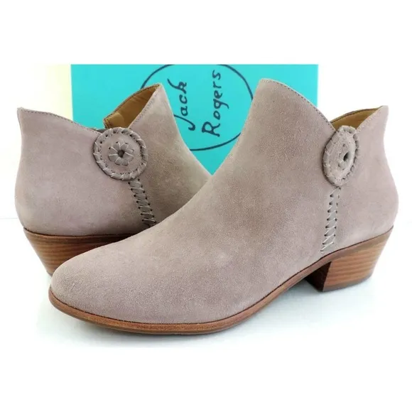 Women's Shoes Jack Rogers PEYTON Side Zip Ankle Boots Booties Light Grey Size 10