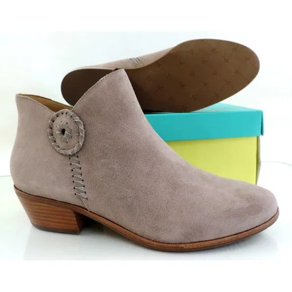 Women's Shoes Jack Rogers PEYTON Side Zip Ankle Boots Booties Light Grey Size 10