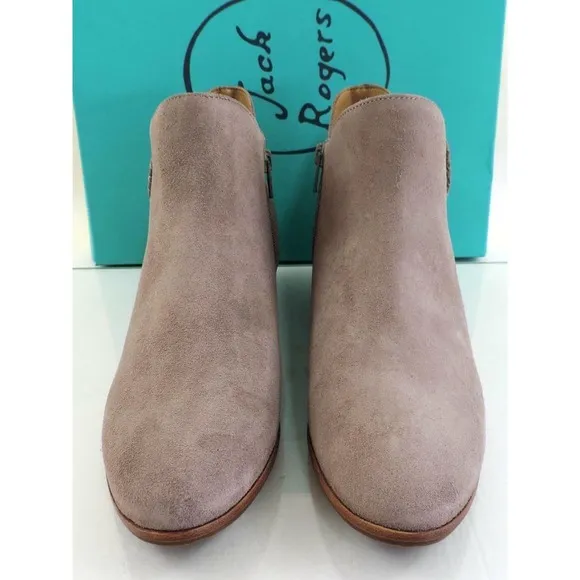 Women's Shoes Jack Rogers PEYTON Side Zip Ankle Boots Booties Light Grey Size 10