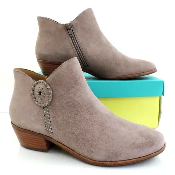 Women's Shoes Jack Rogers PEYTON Side Zip Ankle Boots Booties Light Grey Size 10