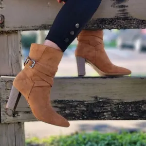 Women's Wrapped Around Strappy Chunky Booties