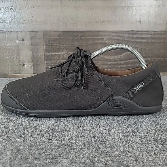 Xero Hana Mens 9 Shoes Black Hemp Canvas Minimalist Barefoot Sneakers Lace Up