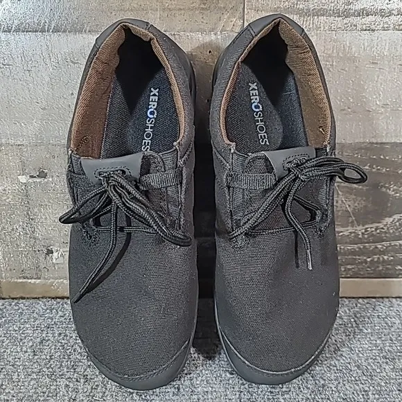 Xero Hana Mens 9 Shoes Black Hemp Canvas Minimalist Barefoot Sneakers Lace Up