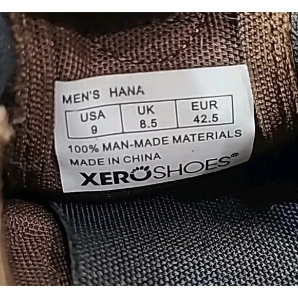 Xero Hana Mens 9 Shoes Black Hemp Canvas Minimalist Barefoot Sneakers Lace Up