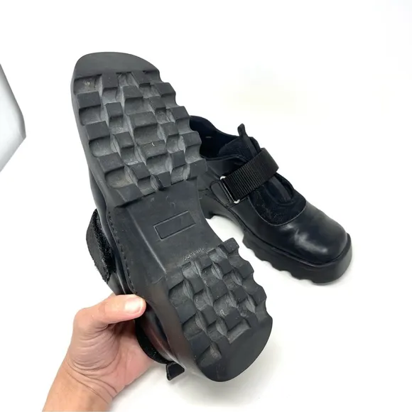 Y2K Bravo by Browns Prada Lug Square Toe Chunky Mary Jane Leather Shoes EU 38