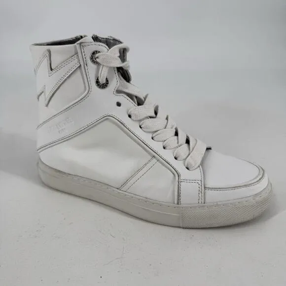 Zadig &amp; Voltaire shoes womens 36 6 white leather high flash sneakers streetwear