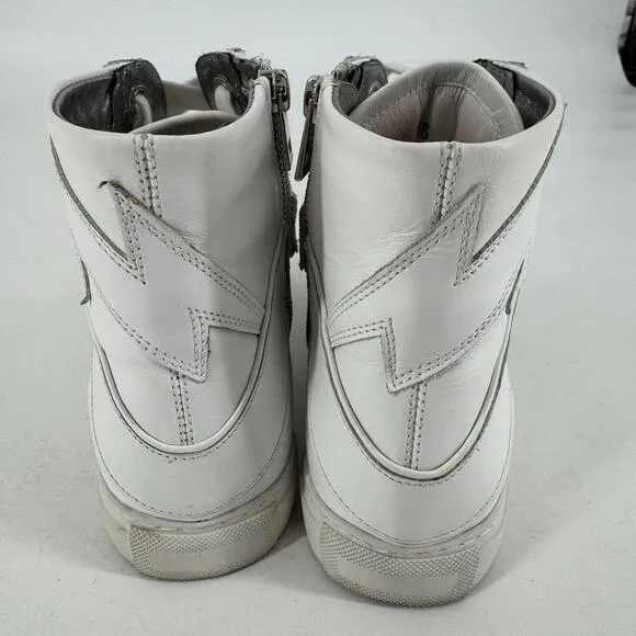 Zadig &amp; Voltaire shoes womens 36 6 white leather high flash sneakers streetwear