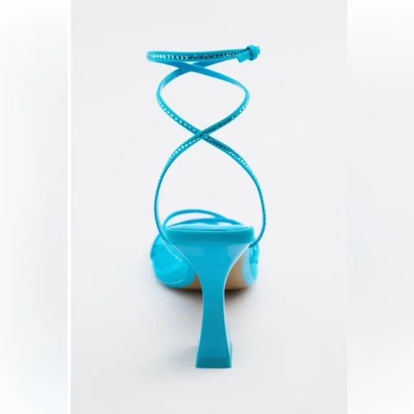 Zara Blue Rhinestone Sandal Heels