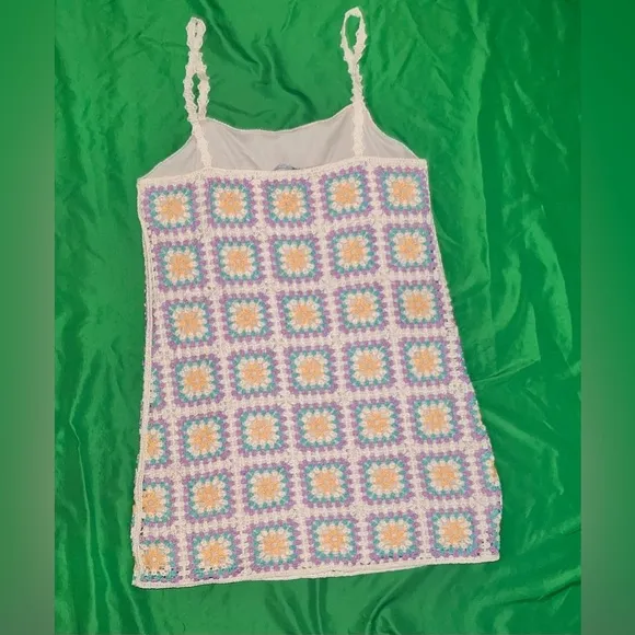 Zara Colorful Crochet Mini Dress size Medium